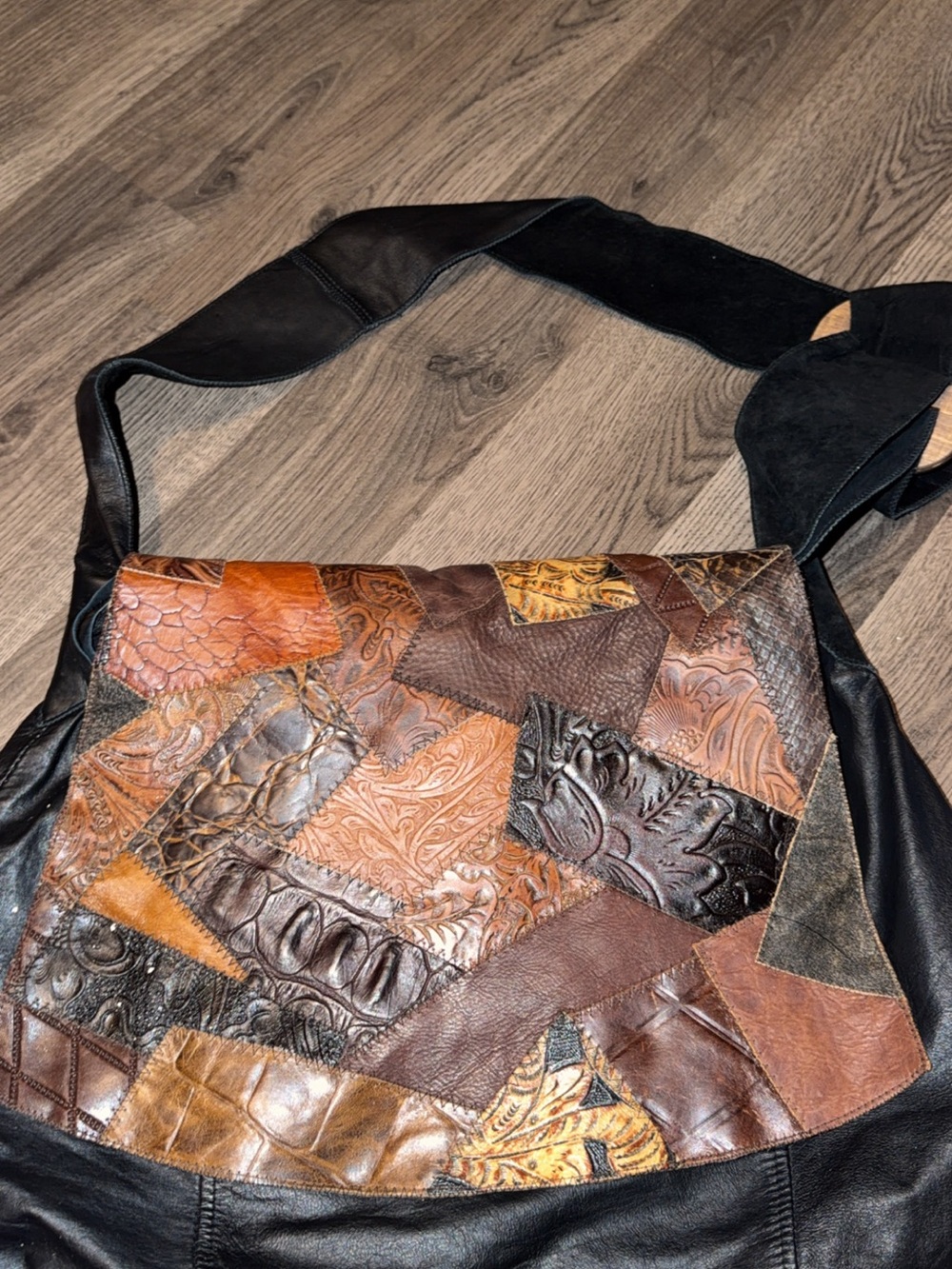 Patchwork Leather Crossbody Bag in Brown - Unbranded